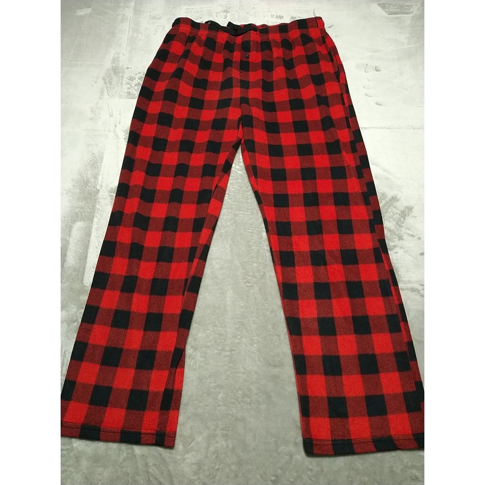Hawke & Co.‎ Pajama Lounge Pants Men XL Red Plaid Elastic Waist Comfort Warm